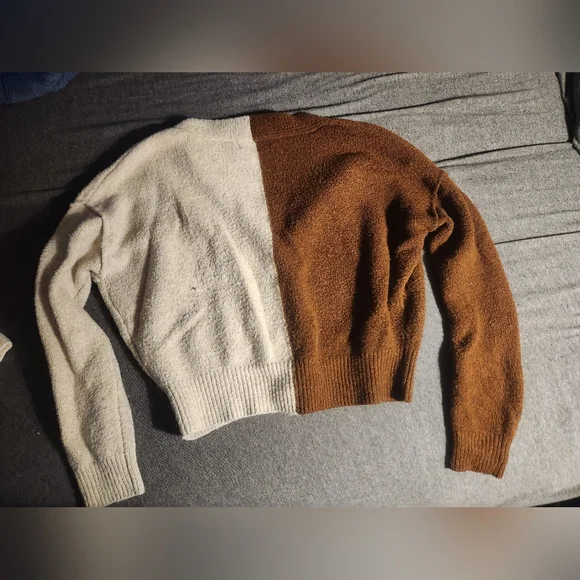 Love Tree Brown and Cream Button-Up Cardigan - Picture 3 of 3